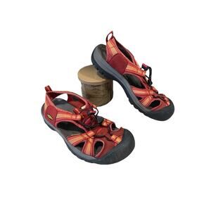 Keen Venice Red Orange Stripe Sport Sandals Waterproof Women’s Size 9